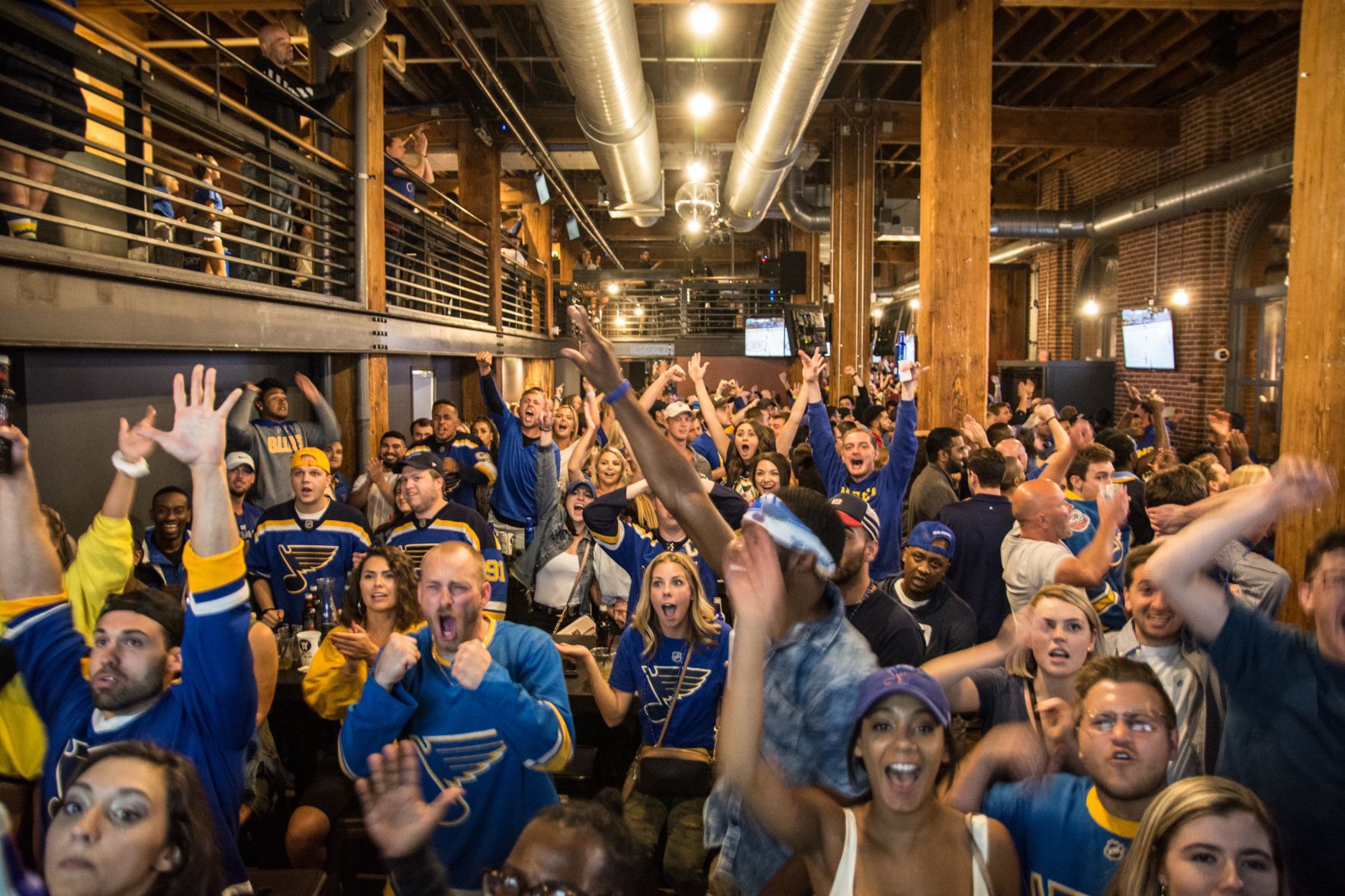 Blues Fans at Wheelhouse during Stanley Cup Final Game 7. Spons